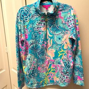 Lilly Pulitzer Bali blue once upon a tide round hem popover M